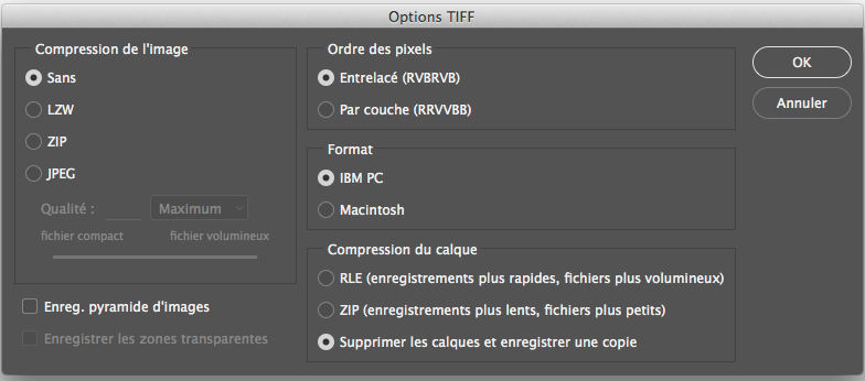 SubliPix Photoshop options TIFF